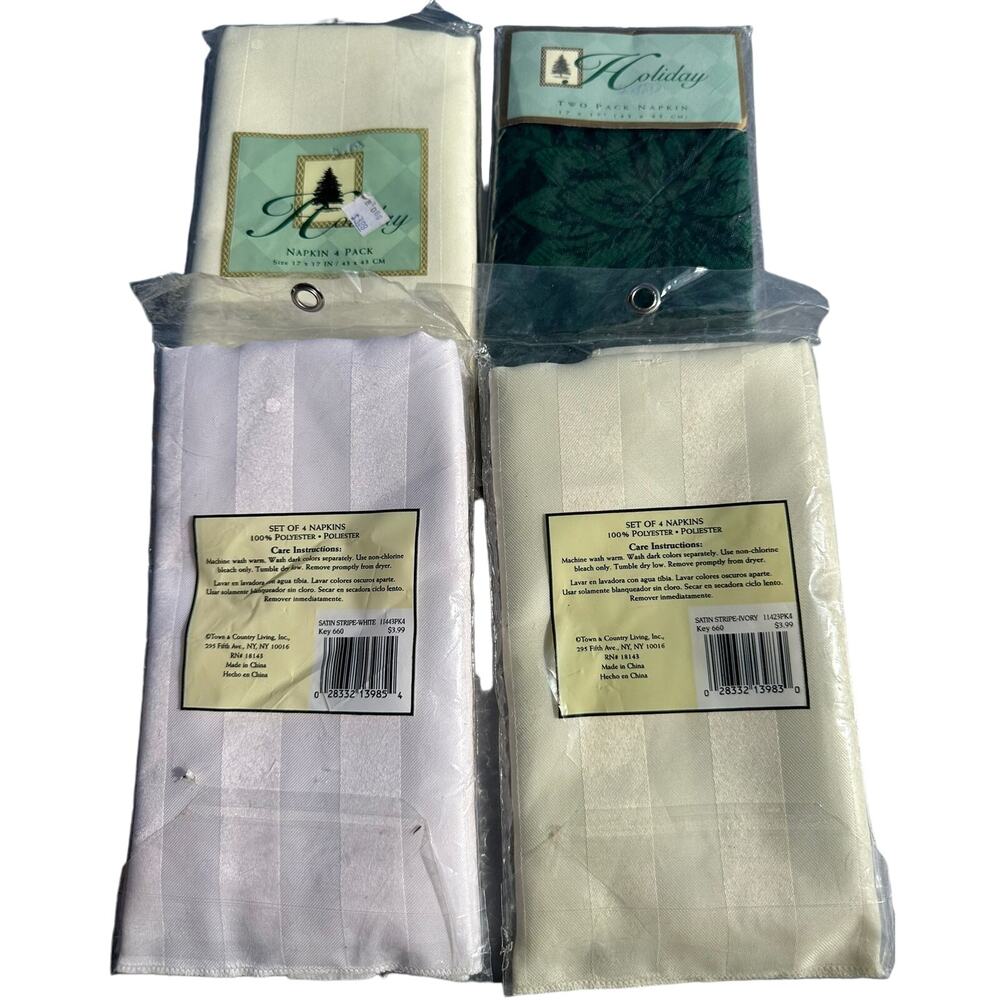 Vtg Town & Country Living Set of 4 Holiday Napkins 17"x17" 4 Pks (16 TOTAL) NEW